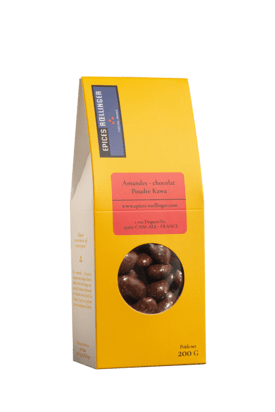 Amandes - chocolat noir & Poudre Kawa